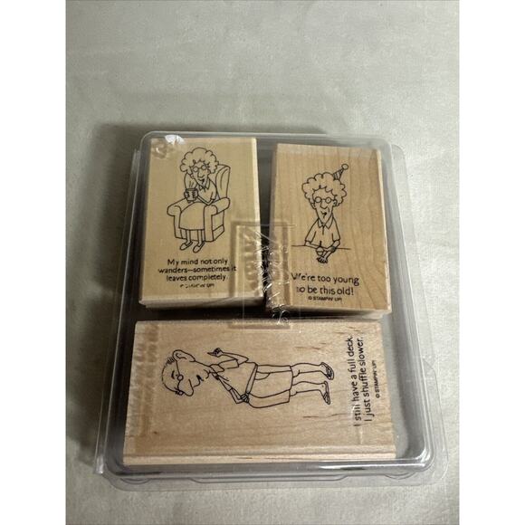 Stampin Up! Funny Old Man And Woman Stamps Lot Of Three - Picture 1 of 3